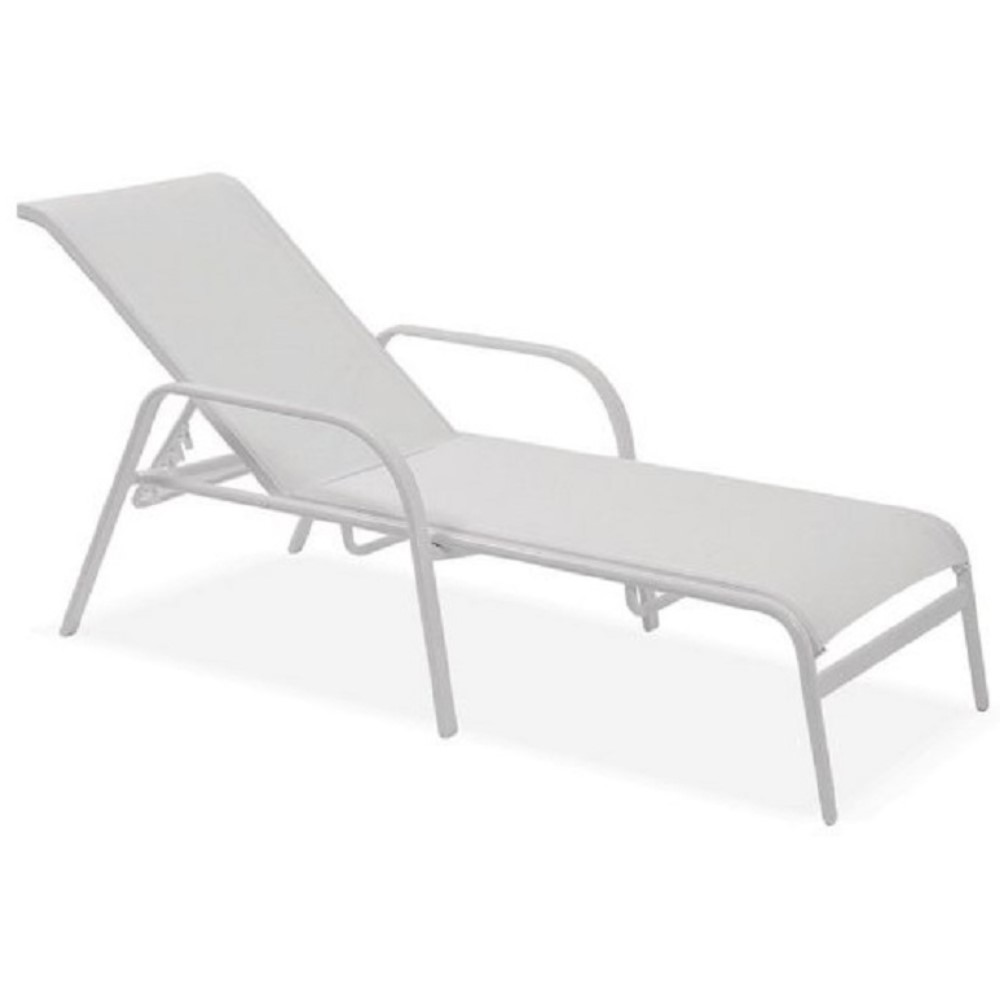 Espreguiçadeira Para Piscina Summer - Alumínio Branco, Tela Sling Branca | Empilhável